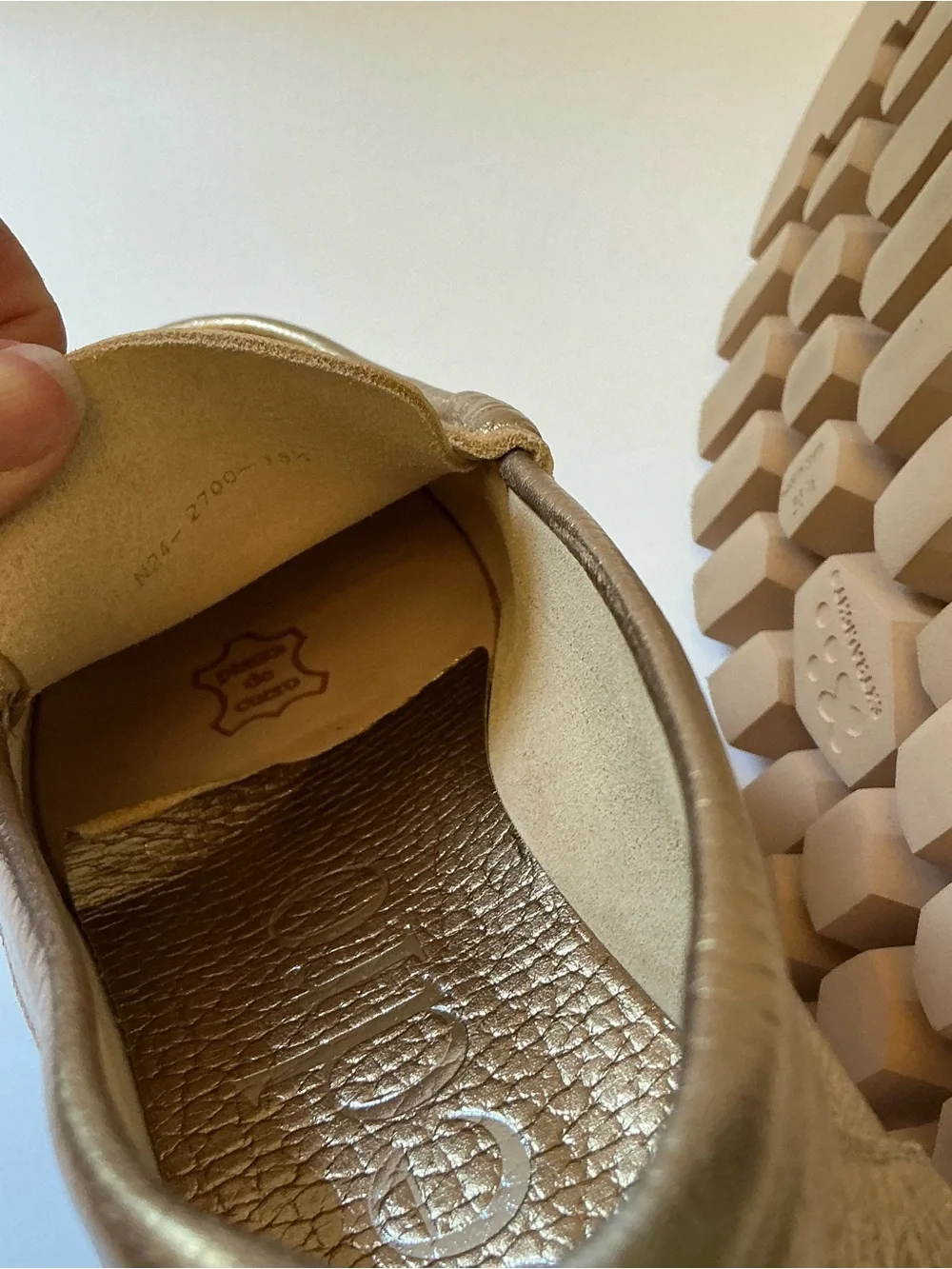Pedro Garcia Sebas Lug Sole Penny Loafer, Light Gold, size 38 1/2, US size 8.5